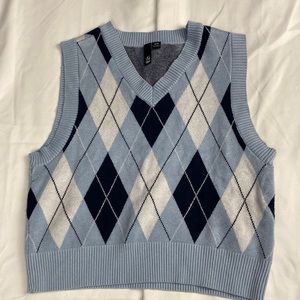 Baby Blue Argyle Print Sweater Vest